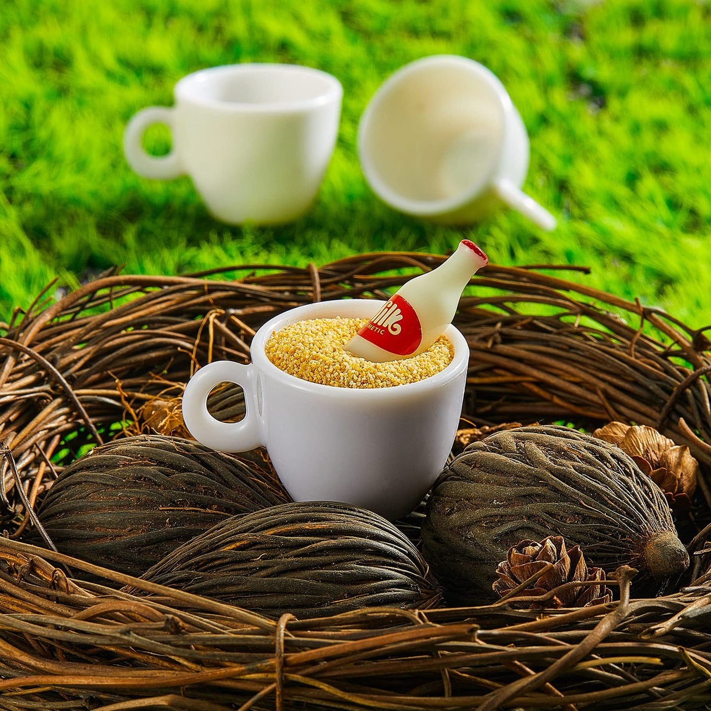 Patelai 30 Pieces Mini Coffee Cups Tea Cup White Plastic Coffee Cups Dollhouse Miniature Food Kitchen Room Decoration Accessories Gifts For Christmas Pretend Afternoon Tea Cake Decoration Landscape