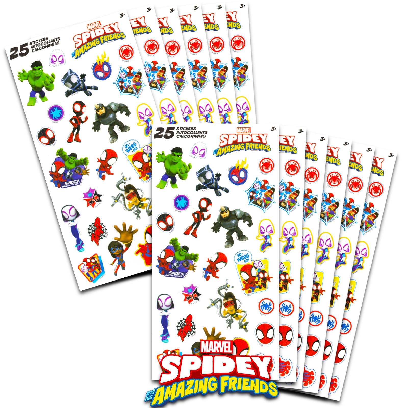 Marvel Spidey & Friends Party Favors for Boys & Girls Bundle ~ 12 Pack Spidey & FriendsSticker Sheets for Kids Birthday Party Go