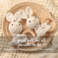 Wooden Teether Crochet Baby Rattle, Crochet Baby Toys, Organic Wooden Newborn Toys, Newborn Animal Rattle Toys,Knitted Stuffed Animals Gifts For Baby, Lovely Bunny