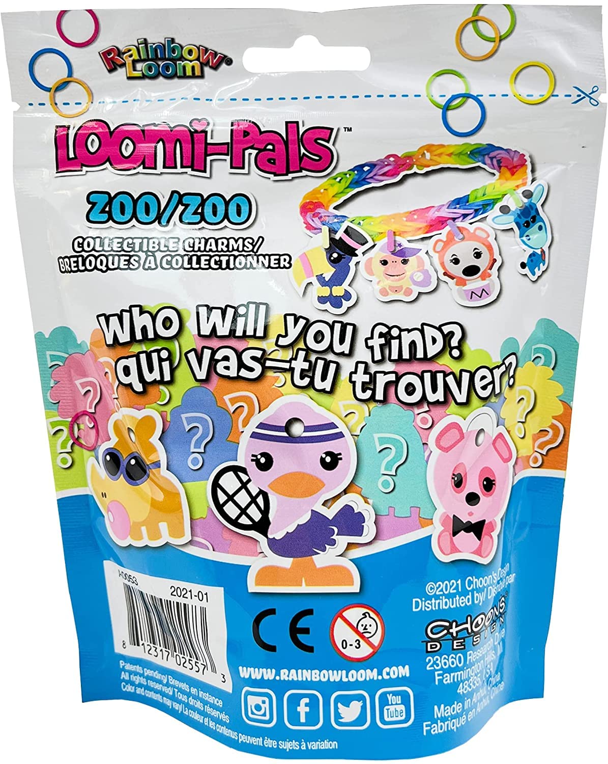 Rainbow Loom® Loomi-Pals Zoo Collectible, Features 30 Mystery Cute Zoo Themed Charms And 600 Colorful Rubber Bands All In A Resealable Bag, Great Gifts For Boys And Girls 7+