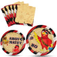 Wernnsai Pirate Party Supplies - 48 Pcs Treasure Map Party Plates And Napkins Disposable Party Supplies Bundles Treasure Pirate Dinner Dessert Cake Plates Napkins For Kids Birthday Serves 16 Guests