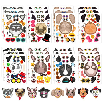 24 Sheets Dogs Make A Face Stickers Make You Own Dogs Stickers Animal Stickers For Kids, Birthday Gift Party Favors Supplies Tea