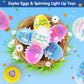 Vatos Easter Toys Eggs For Kids - 6 Pack Lighting & Spining & Singing Plastic Colorful Easter Toys Egss, Easter Basket Stuffers Party Favors Easter Toys Gifts For Kids 3+ Boys Girls