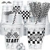 Foldtier 50 Pcs Plastic Cups For Kids 12 Oz Disposable Cups With Straws And Lids Clear Cup Birthday Party Supplies For Kids Birt
