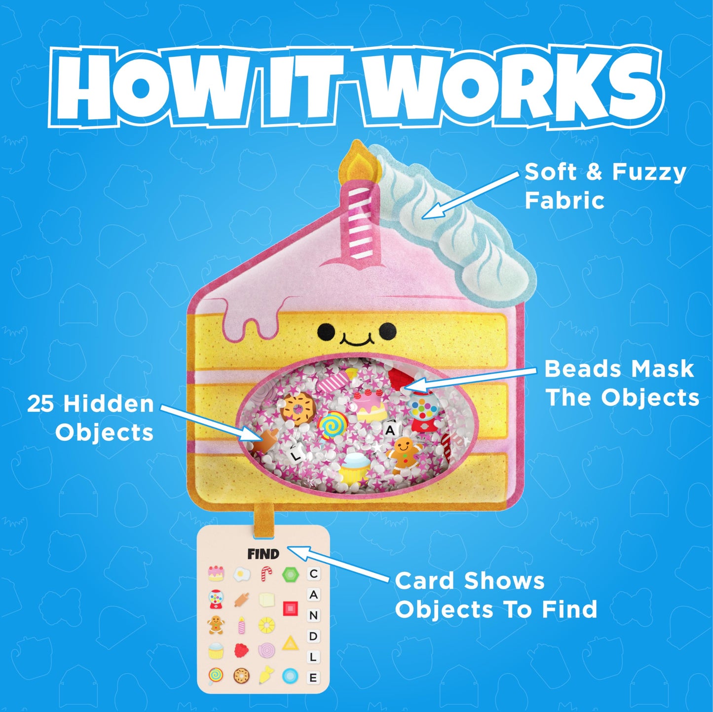 Bizyboo - The Original Seek & Find Plush - Hidden Object Search Problem Solving Educational Matching Game For Kids 2 And Up (Smores)