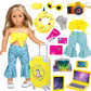 Ebuddy Doll Clothes And Accessories 18 Inch Doll Travel Set With Unicorn Printed Luggage Suitcase Fit For 18 Inch Girl Doll,Most 18 Inch Dolls(No Doll)