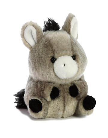 Aurora® Round Rolly Pet™ Bray Donkey™ Stuffed Animal - Adorable Companions - On-The-Go Fun - Gray 5 Inches