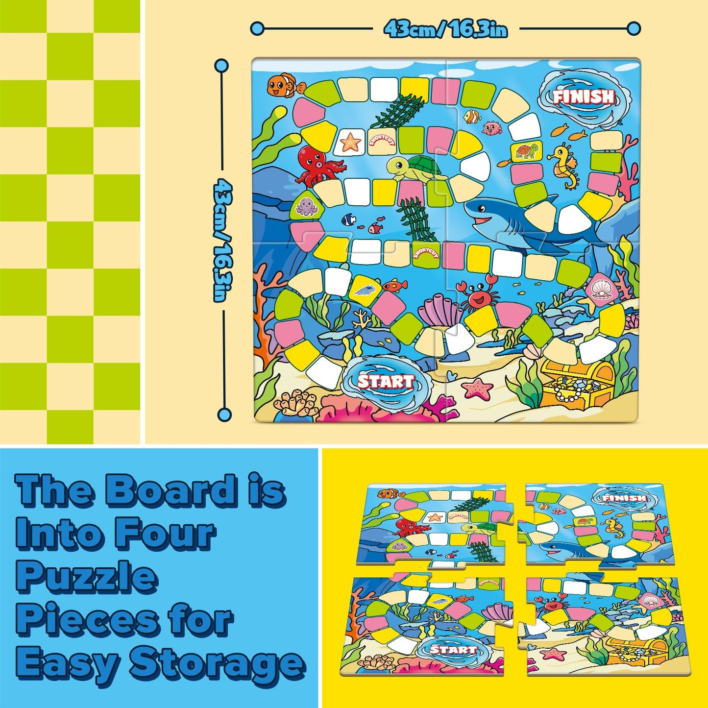 Broytain Word Ocean Phonics Board Game For Kids,Educational Learning Word Board Games For Boys And Girls,Reading And Spelling Wo