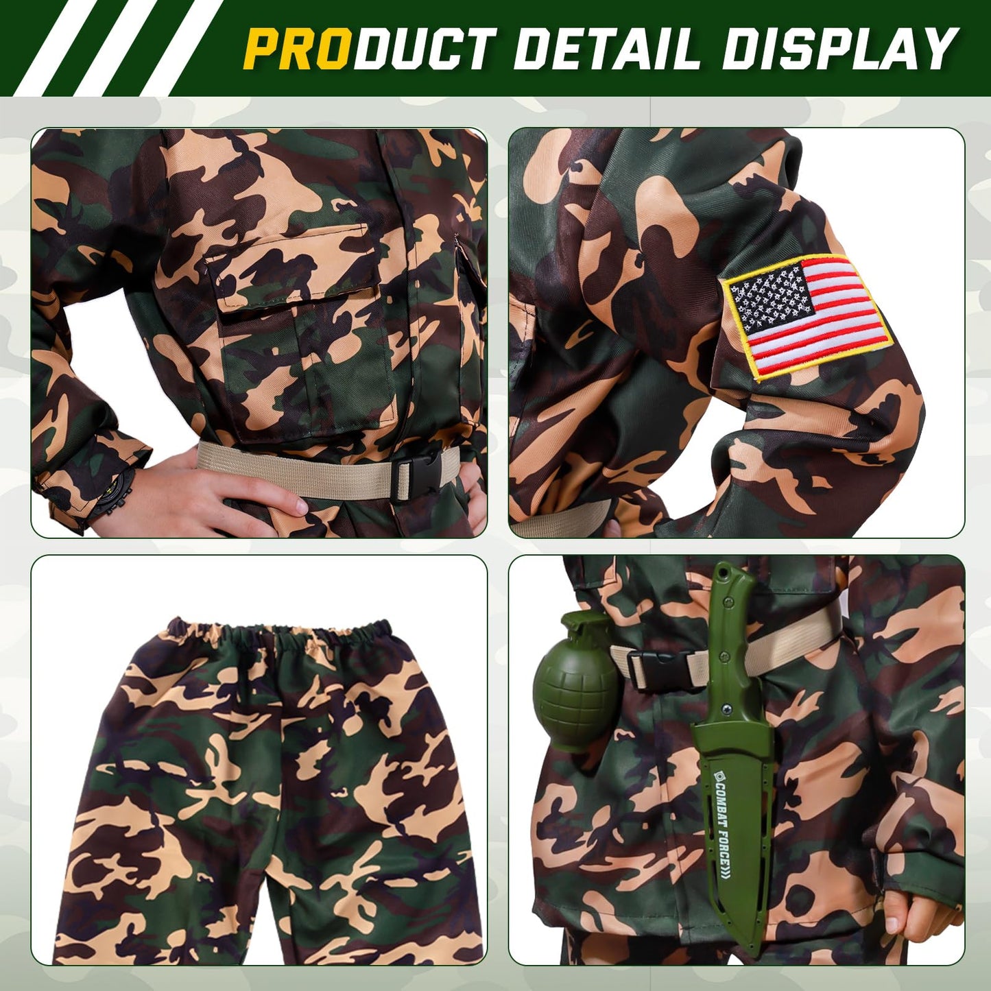 Niplooow Kids Army Costume For Boys, Boys Military Soldier Costume With Army Toys, Halloween Costumes For Boys Kids 3-12, Hallow