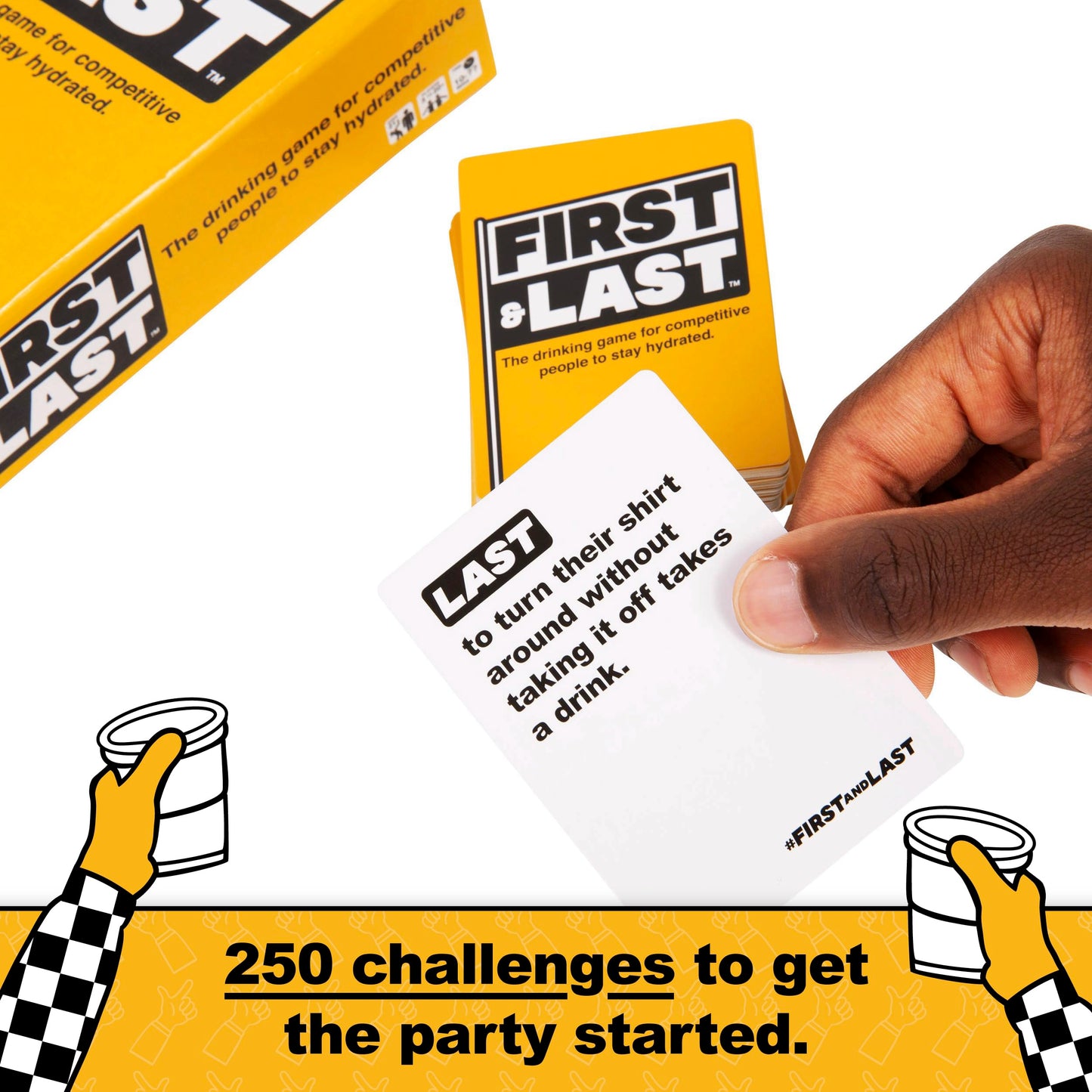 WHAT DO YOU MEME? First & Last Drinking Game for Adults - Competitive Fun, Yellow, Model FL455, Paper Material