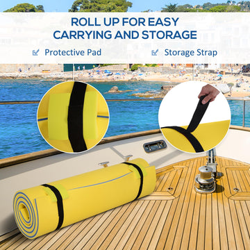 Homcom 10' X 5' Floating Mat, 3-Layer Swimming Pool Floating Water Mat Portable Foam Raft, Thick And Durable Water Activities Mat For Lake, Oceans, Yellow