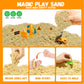 BlingCnsy Construction Sensory Bin with Lid, Play Sand Kit for Boys with 2.2lbs Magic Sand & 5 Construction Trucks, Sensory Cons