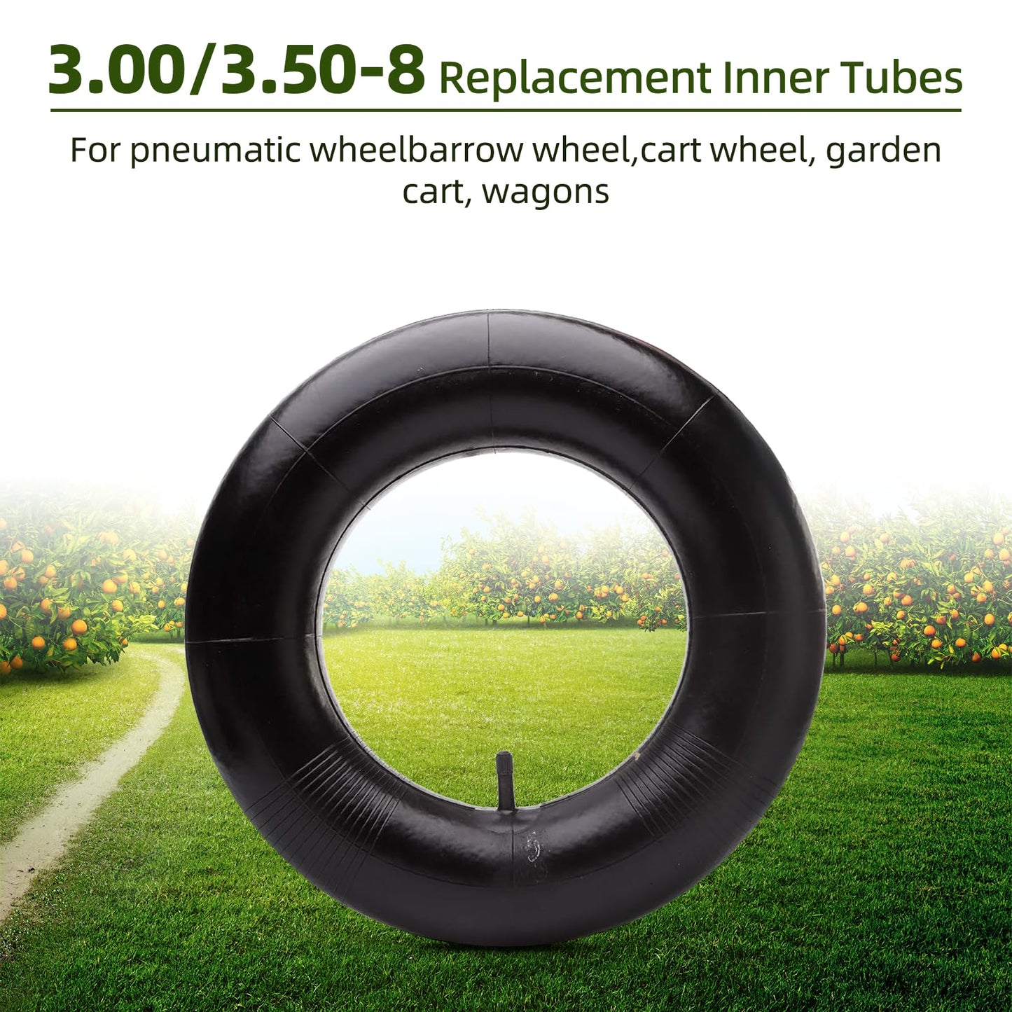 2 Pack 3.00/3.50-8 Replacement Inner Tubes for pneumatic wheelbarrow wheel cart wheel  garden cart  wagons - Made From Heavy Duty  Thick enhanced Rubber