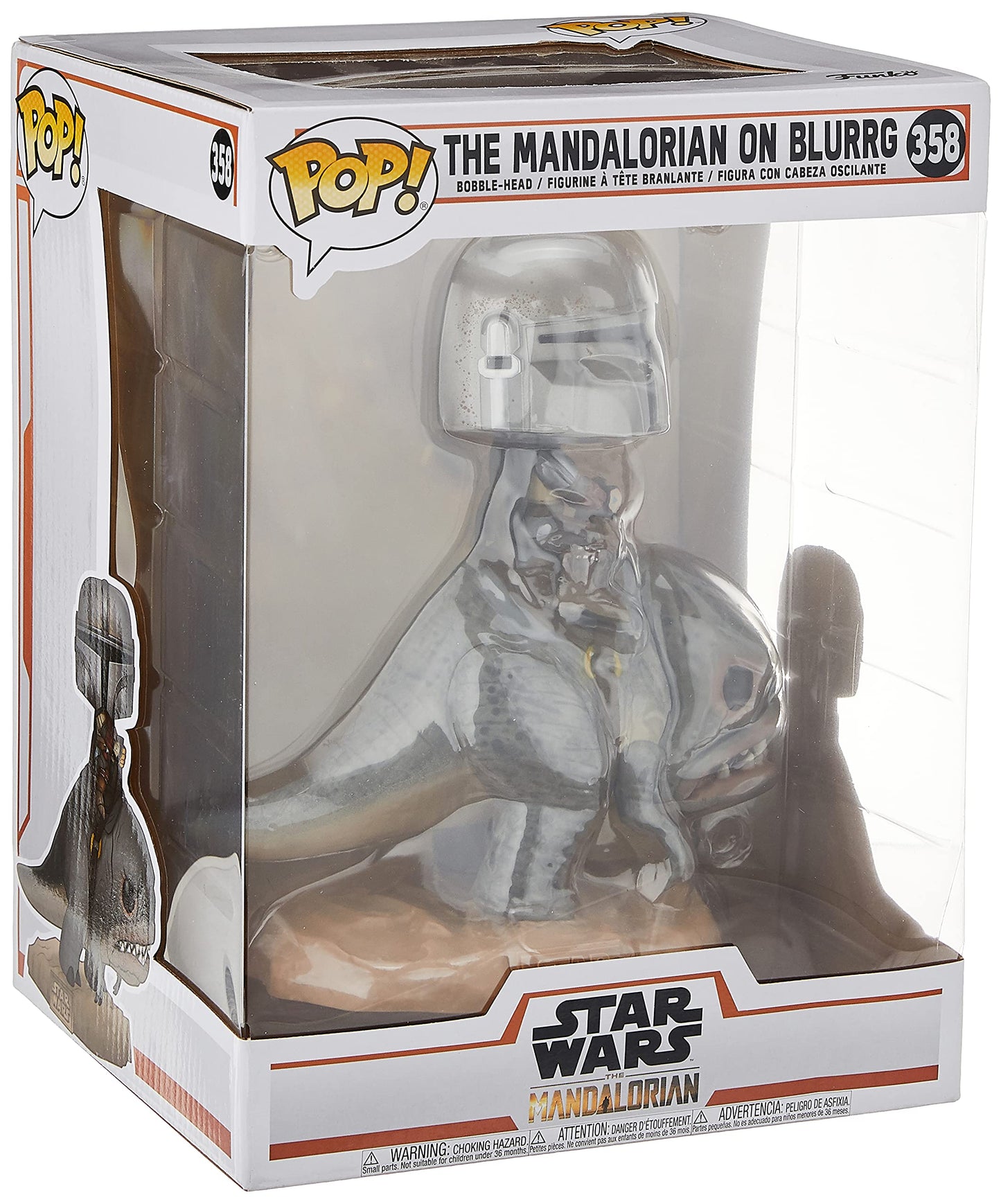 Funko Pop! Deluxe The Mandalorian on Blurrg - Vinyl Figure, Standard Size, Multicolour, Model 45547