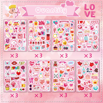 465Pcs Valentine Stickers - Valentines Stickers For Kids Love Stickers Kawaii Heart Stickers Valentine'S Day Theme Stickers Part