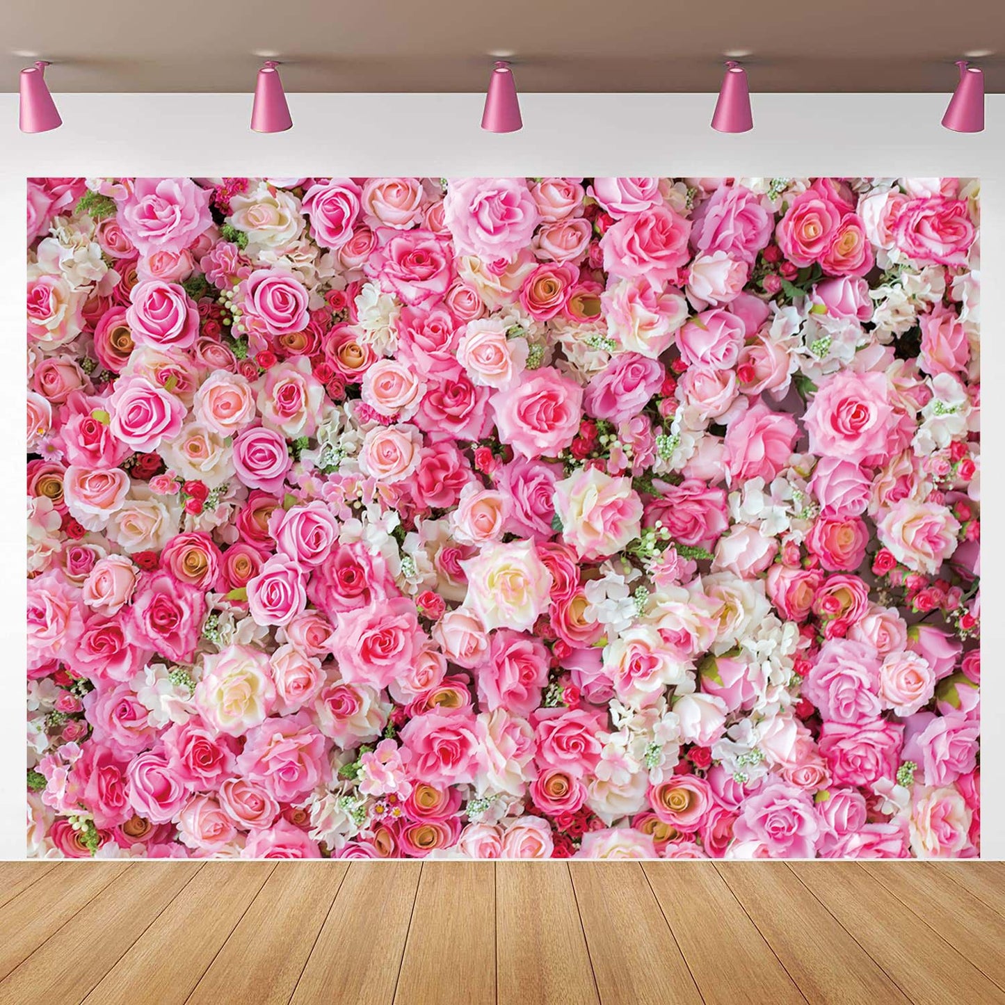 Pink Floral Backdrop Flower Wall Photography Background Valentines Day Decorations for Bridal Shower Wedding Baby Shower Birthd