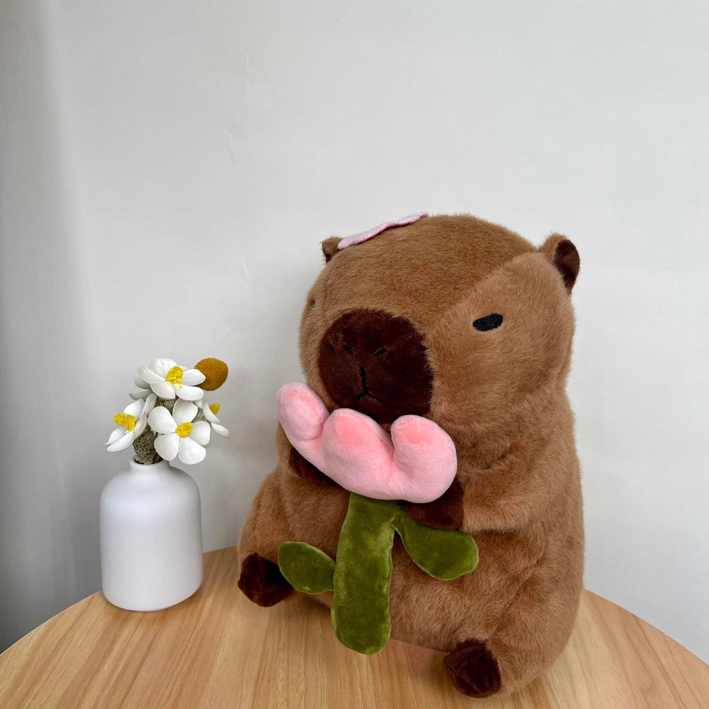 Arkdorz 12" Cute Capybara Plush Toy - Soft Cotton Stuffed Animal with Rose, Kawaii Design