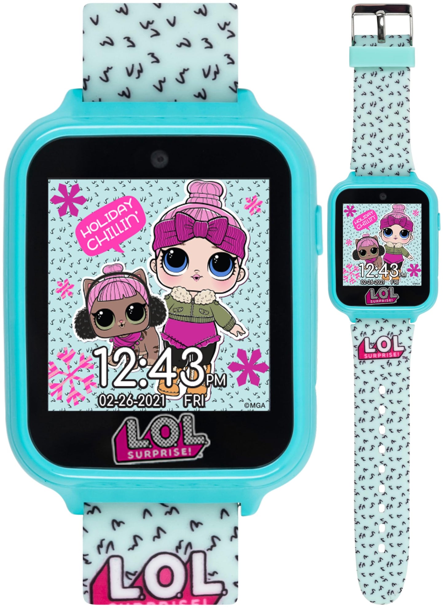 Accutime Kids Lol Surprise Light Blue Educational Touchscreen Smart Watch Toy For Girls, Boys, Toddlers - Selfie Cam, Learning Games, Alarm, Calculator, Pedometer & More (Model: Lol4299Az)