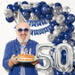 50Th Birthday Decorations Navy Blue Silver,50Th Birthday Balloon Garland Party Decorations With Number 50 Foil Balloons,Happy Bi