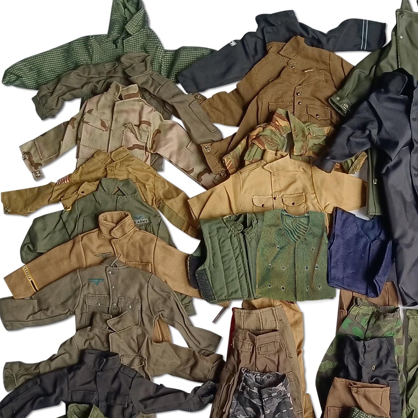 SIXPOINTS 50 Pieces 1/6 Scale Camo Military Clothes & Pants &Bag Accessories Fit for 12'' GI Joe Ultimate Soldier Male Military