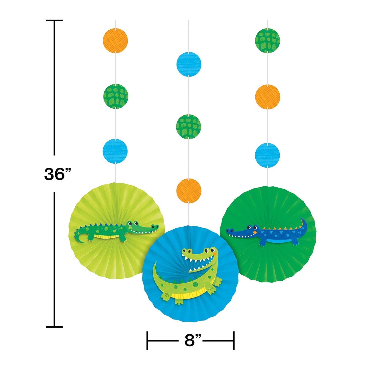 Alligator Birthday Party Hanging Decorations, 3 ct