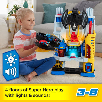 Fisher-Price Imaginext Dc Super Friends Batman Toy, Ultimate Headquarters Playset 2-Ft Tall, Lights Sounds & 10 Pieces For Kids