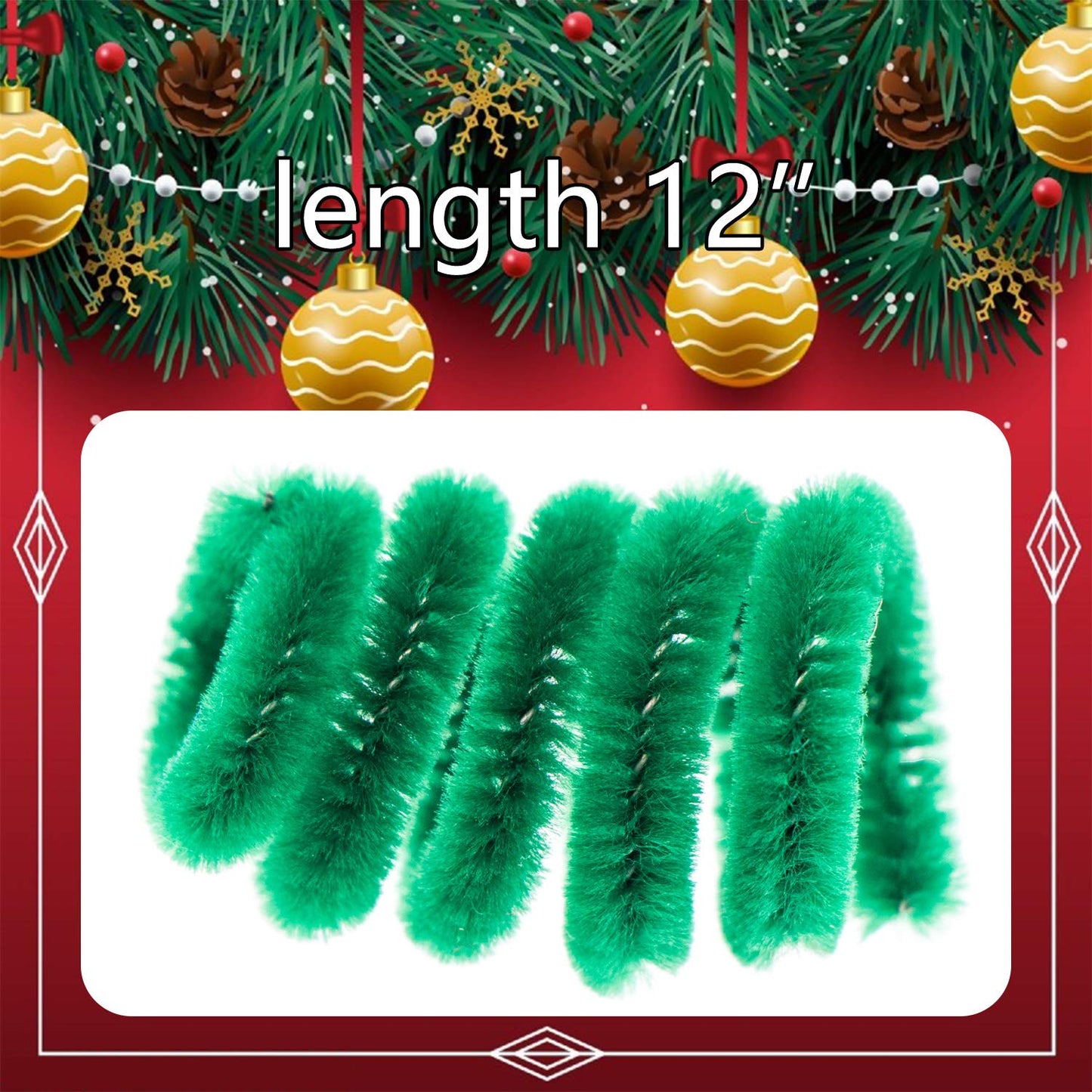 Waycreat 200 Pieces Pipe Cleaners Dark Green Chenille Stem for DIY Art Craft Decorations (6mm x 12 Inch)