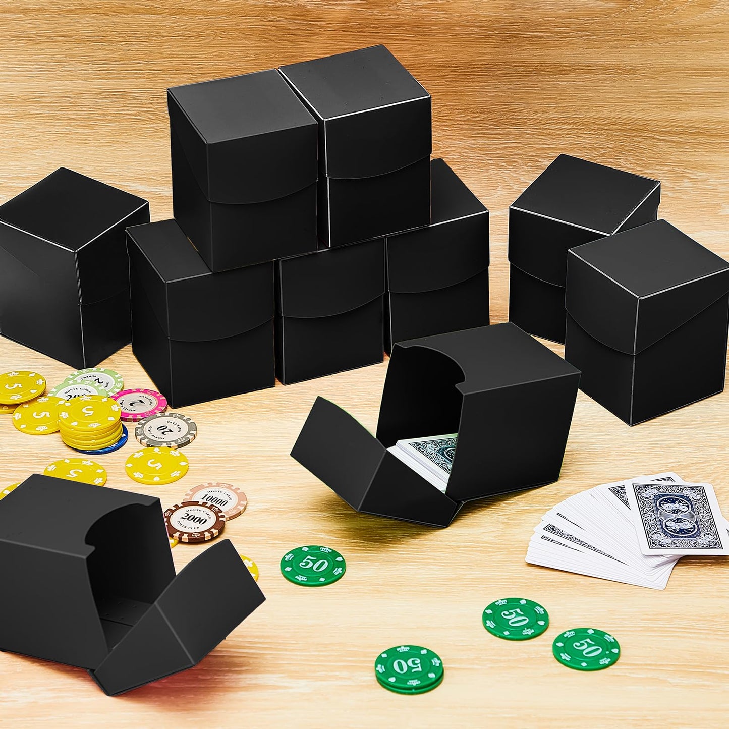 Deekin 18 Packs Deck Cards Box Trading Card Storage Box Case Carrying Case For Family Party Games Supplies(Black,4 X 2.8 X 2 Inch)
