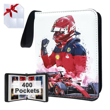 400 Pockets Race Card Binder for Trading Cards Portable Waterproof Storage Bag with Removable Sleeves for Sports Cards Collectors
