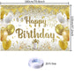 Gold Birthday Paty Backdrop Gold Happy Birthday Banner Gold Photography Background For Home Decorations Party Supplies 70.8 X 47