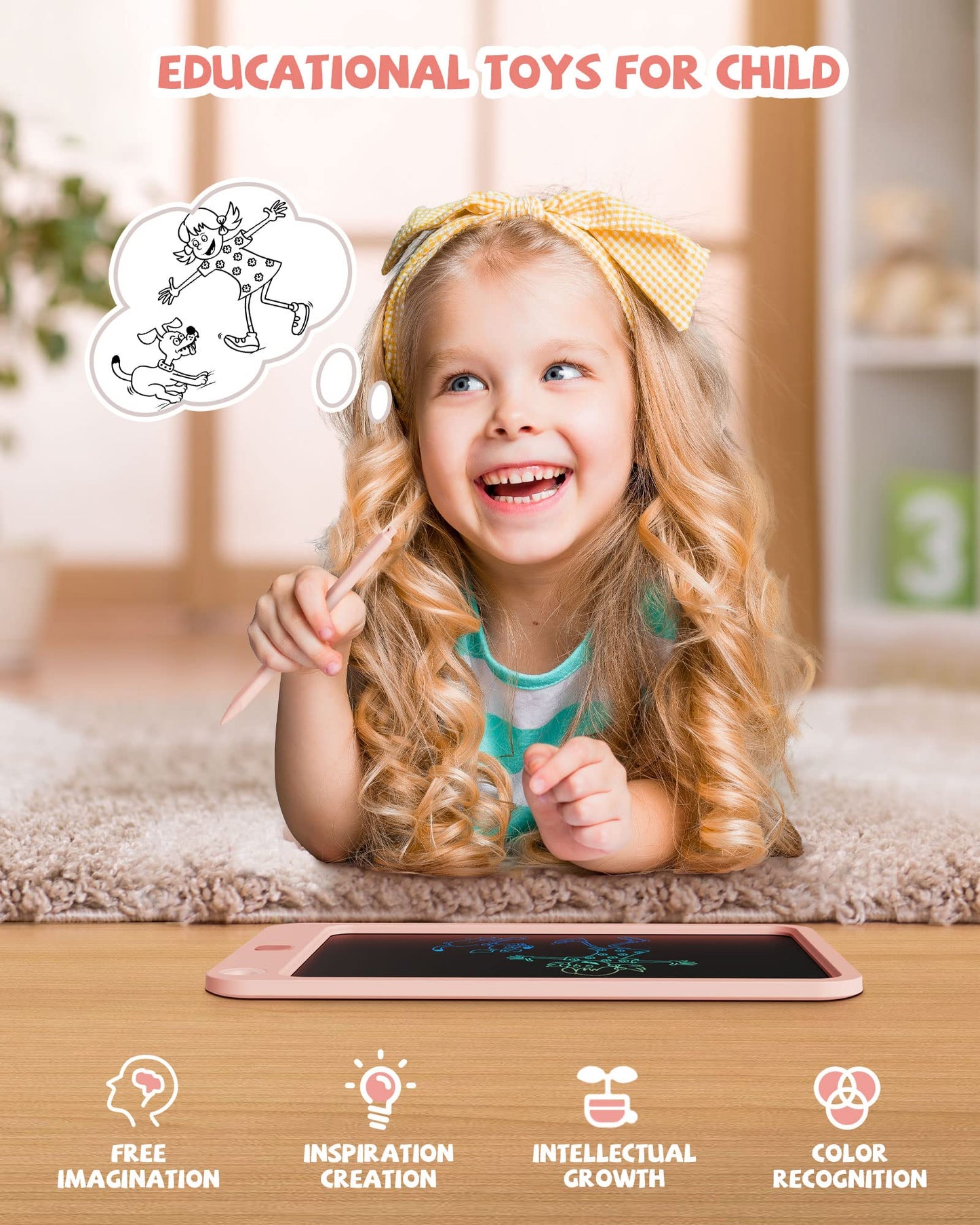 Lcd Writing Tablet 10 Inch, Toys For 3 4 5 6 7 8 9 10 Year Old Boys Girls, Colorful Doodle Board Drawing Tablet, Gift For Boys T