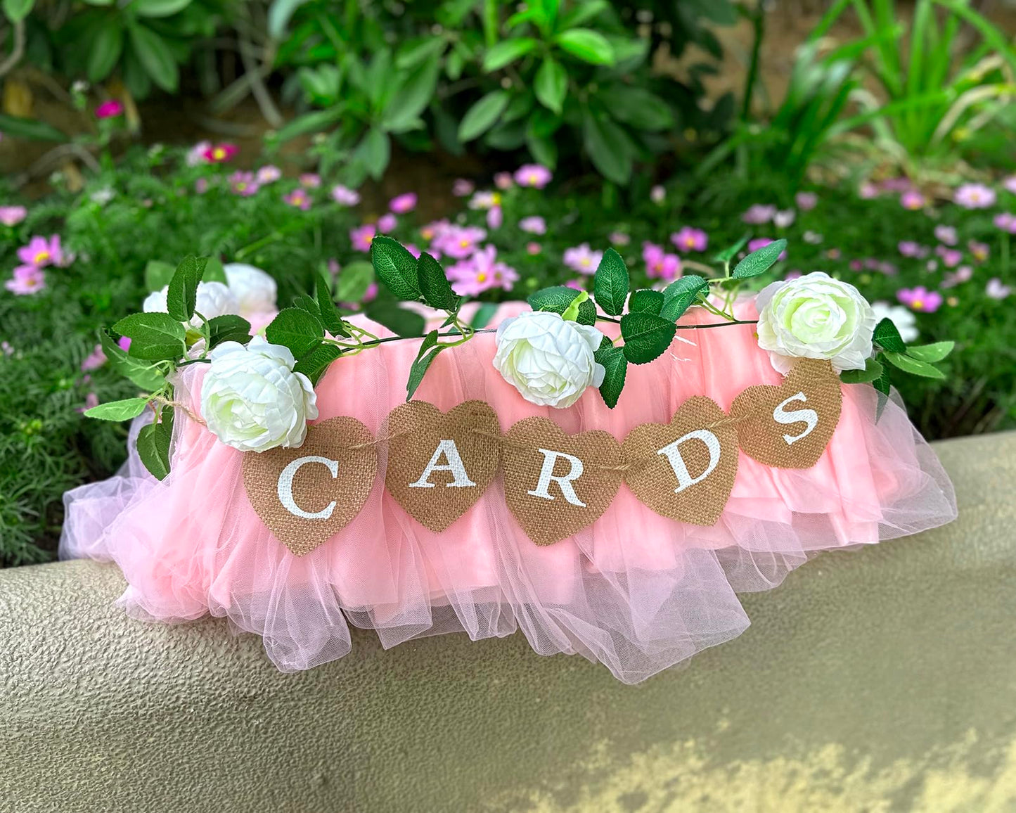DS. DISTINCTIVE STYLE Cards Banner 9 x 9cm Heart Jute Burlap Banner Jute Garland for Party Decoration, Photo Prop, Wedding