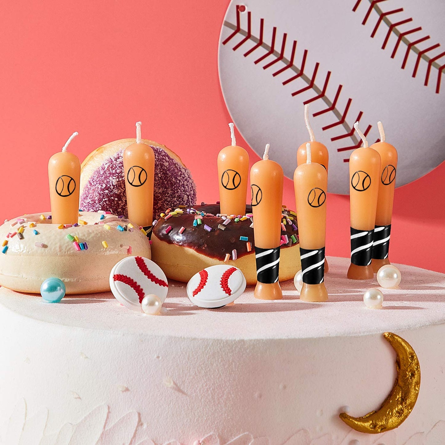 18 Pieces Baseball Bat Candle Baseball Sports Birthday Candle Baseball Cake Cupcake Candle for Birthday Baby Shower Baseball Fan