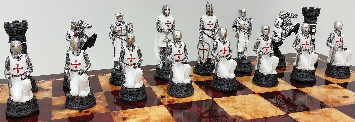 HPL Medieval Times Crusades Knight Chess Men Set - Red & White Resin Pieces, Size: Led-Anti-Stress-251