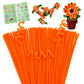 Giwrmu 100 Pieces Pipe Cleaners Chenille Stem, Fluorescent Orange Pipe Cleaners Craft, Fuzzy Sticks Craft Supplies, Colored Pipe