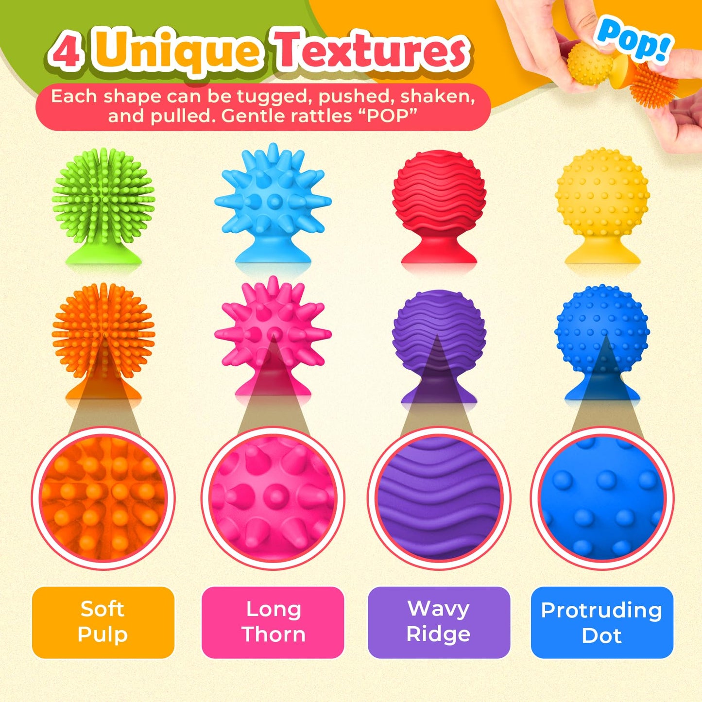Sensory Fidget Toys Kids Adults :20 Pack Textured Suction Cup Sensory Toys For Kids With Autism- Bulk Fidgets For Students Classroom Prize-Squishy Bath Calm Down Corner Supplies For Boys Girls Gifts
