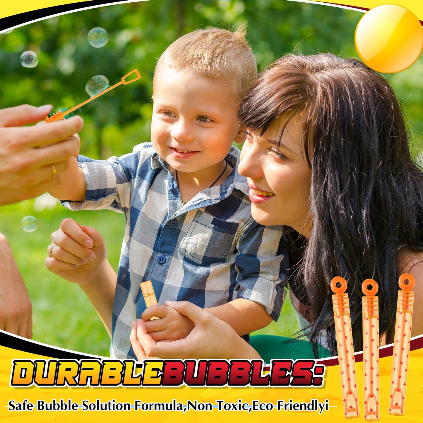 Rotatingpals 32 Pcs Bubble Wands Set - Red Star Print & Orange - 4.13" Plastic Party Favors for Birthdays, Weddings, & School Prizes