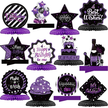 12 Pieces Happy Birthday Decorations Birthday Honeycomb Centerpieces For Table Decorations Birthday Honeycomb Table Topper For W