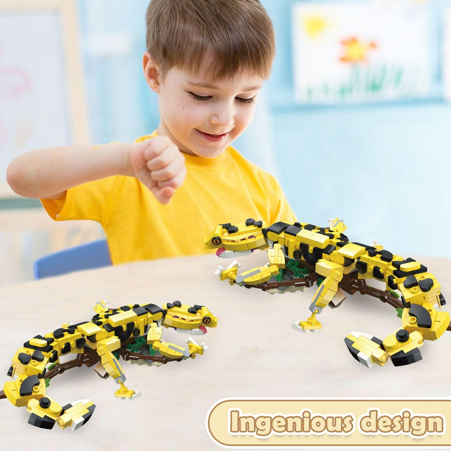 apcute 370 PCS Micro Brick Leopard Gecko Building Set, 12x6x3.5in, ABS Material, Creative Gift for Ages 6+, Home Decor and Office Art