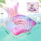 Inflatable Pool Float Mermaid Tail Pool Floating Chair With Cup Holders, Backrest, Mesh Bottom And Handles Summer Water Fun Beac