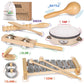 LOOIKOOS Wooden Toddler Musical Instruments Set, Eco-Friendly, 9" Percussion Toys for Kids, Natural Wood Color, Includes Storage Bag