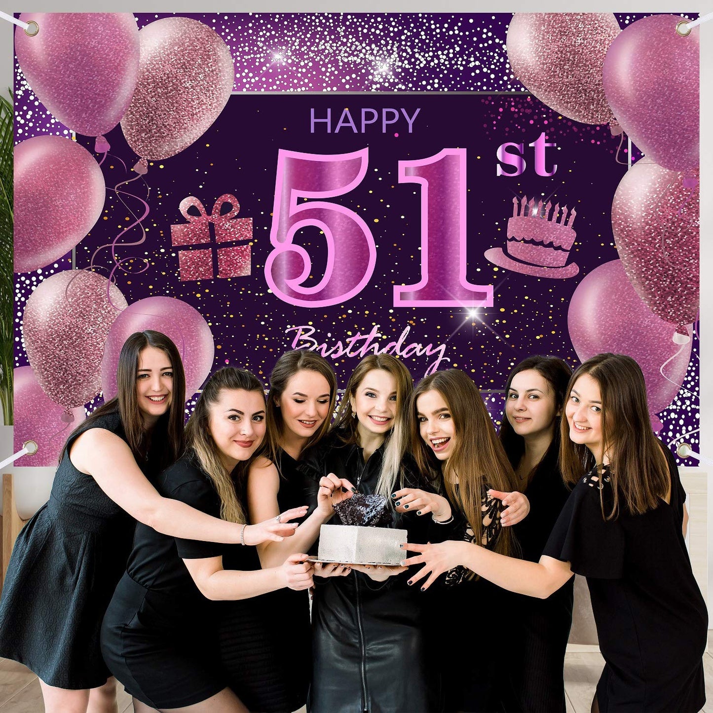51St Birthday Decorations For Girls Imisi Happy Birthday Banner Pink Decorations For A Party Birthday Backdrop For Women
