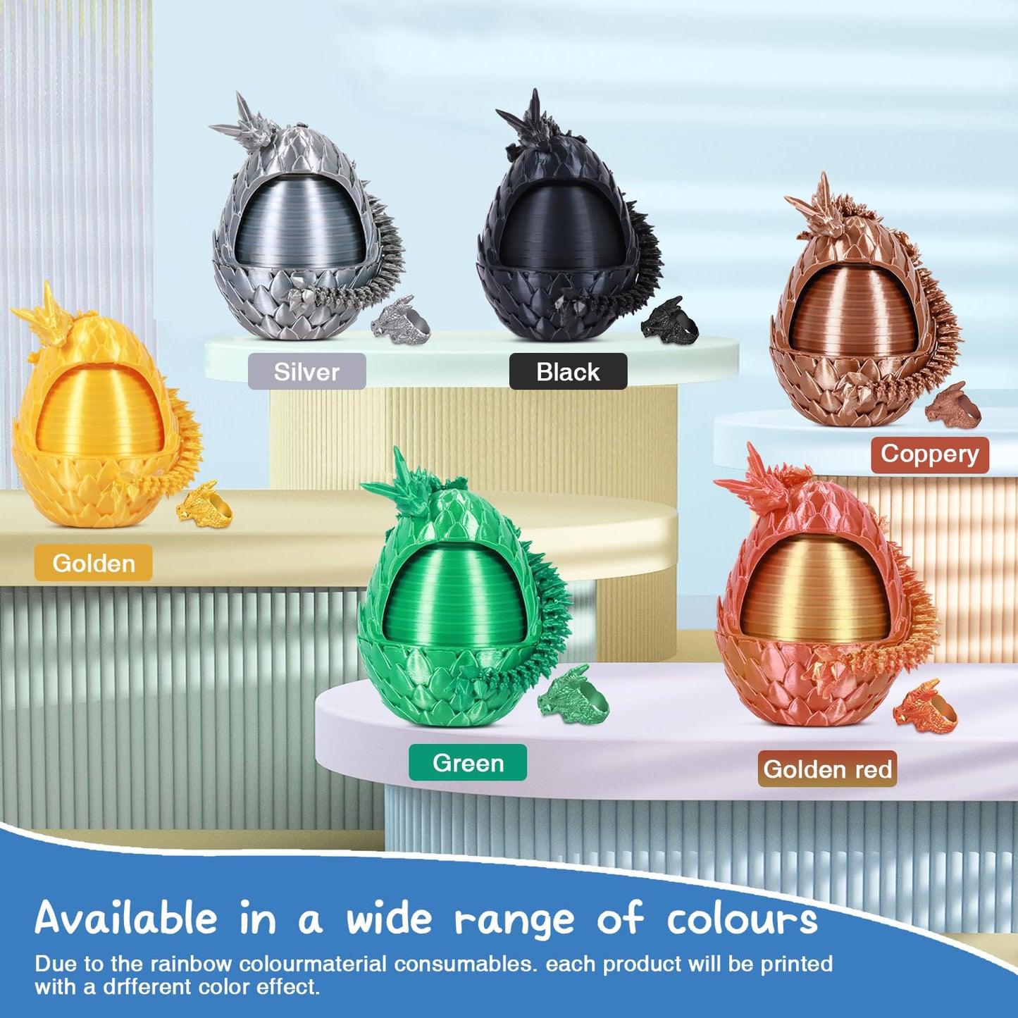 iBuddy 3D Printed Dragon Eggs  Surprise Dragon Eggs Fidget Toys for Kids  Articulated Crystal Dinosaur Fidget Toy for Kids  Birthdays  Halloween Christmas Decorations Gifts for Girls Boys