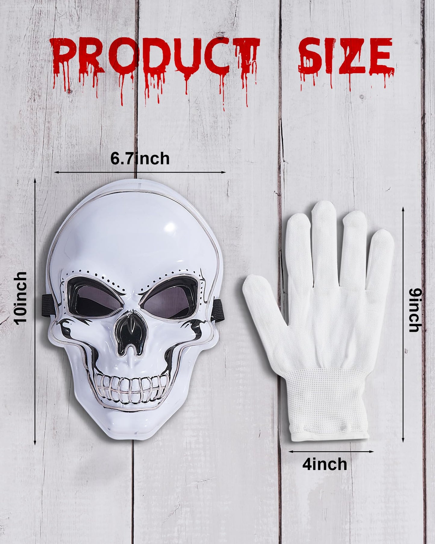 Sumind Halloween LED Mask Scary LED Skeleton Mask Purge Hacker Mask Glow in The Dark Mask for Halloween Costume Party(White)