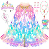 LIMIROLER Princess Dress Up Toys Set - 9 Pcs Rainbow Mermaid Cape Kit for Girls 3-8 Years, Polyester, Great Gift for Birthdays & Holidays