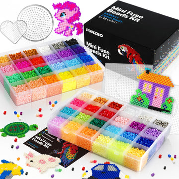 FUNZBO 40000 2.6mm Mini Size Fuse Beads Set - 48 Colors, Christmas Toys and Crafts, Arts and Crafts, Kids Room Decorations, Chri