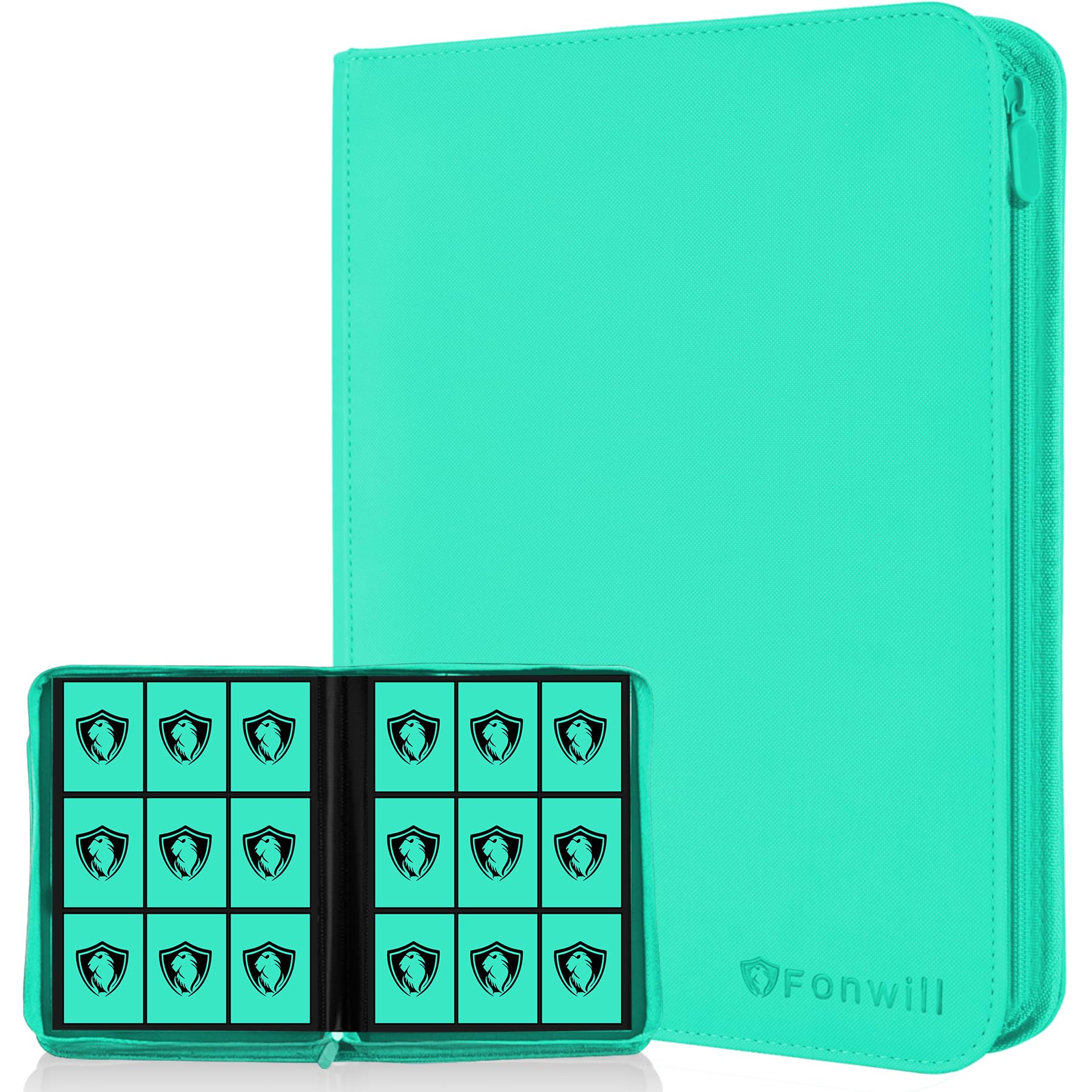 9 Pocket Card Binder  enhanced Zip Trading Card Binder  360 Double Sided Pocket PU Collection Binder  Collector Album  Card Folder for MTG  TCG  Sports Cards  (Cyan)