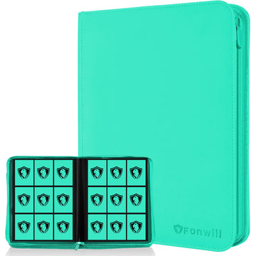 9 Pocket Card Binder  enhanced Zip Trading Card Binder  360 Double Sided Pocket PU Collection Binder  Collector Album  Card Folder for MTG  TCG  Sports Cards  (Cyan)