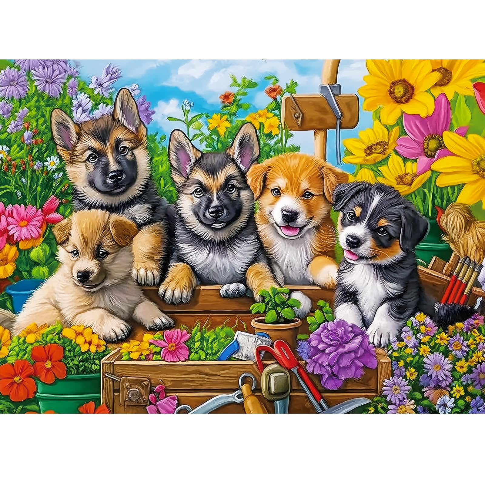 300 Piece Puzzles for Adults,Fun Puppies Puzzle for Adults Teens,Large Piece Cute Dogs Jigsaw Puzzle for Kids Ages 8-10 10-12,Gl