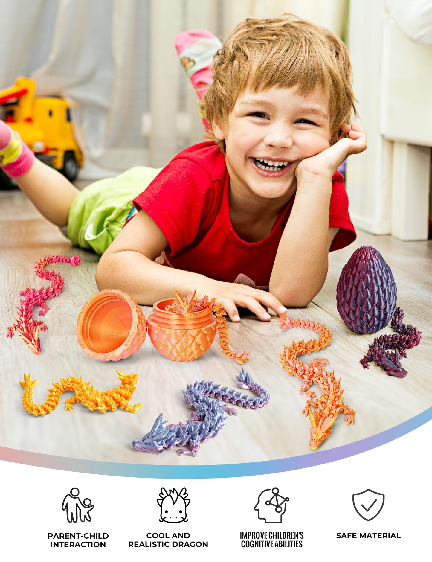 Cessfle 12" 3D Printed Dragon Egg - Orange-Golden, Plastic, Cool Fidget Toy for Kids & Adults, Perfect for Christmas Ornaments & Stocking Stuffers